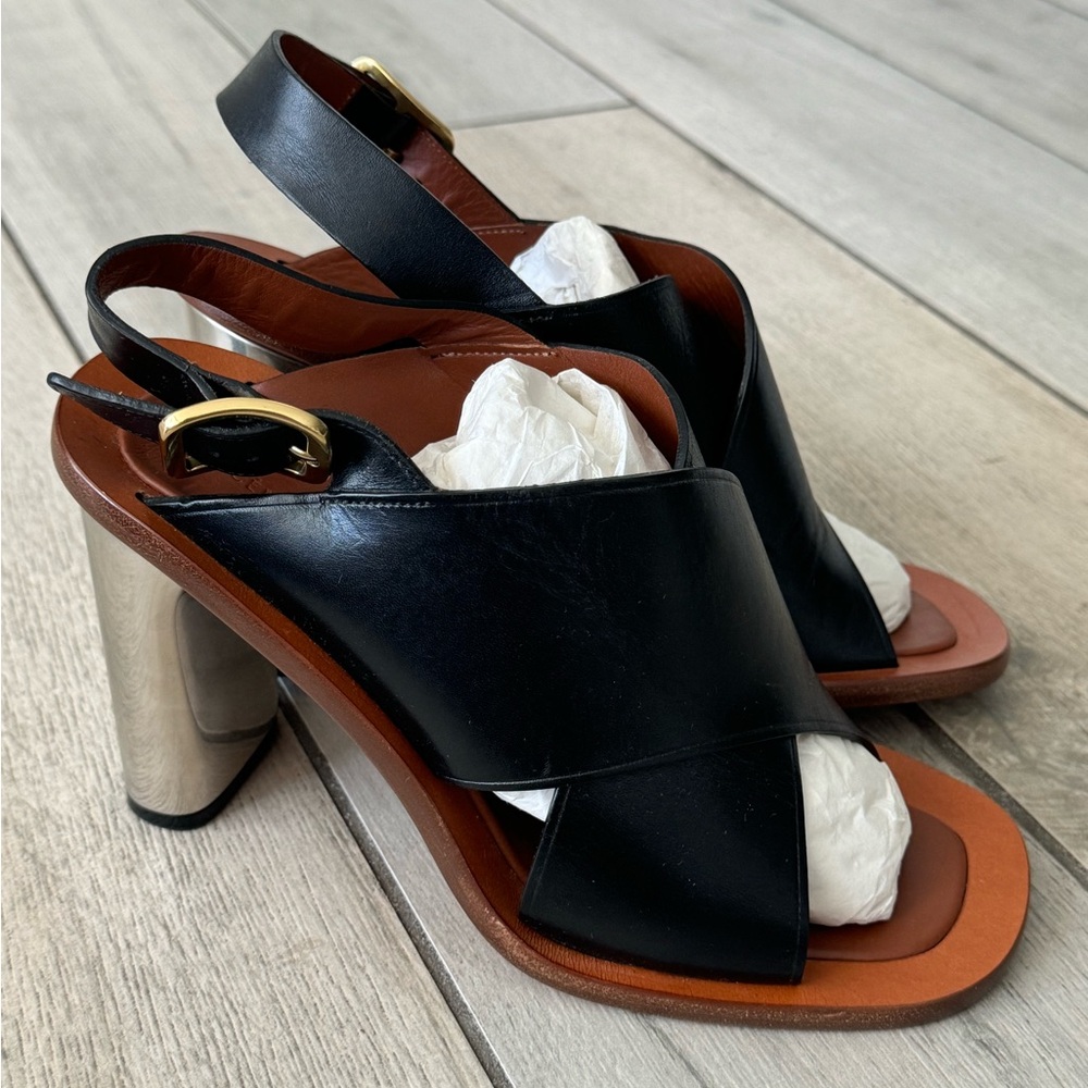 Celine Leather Heeled Sandal